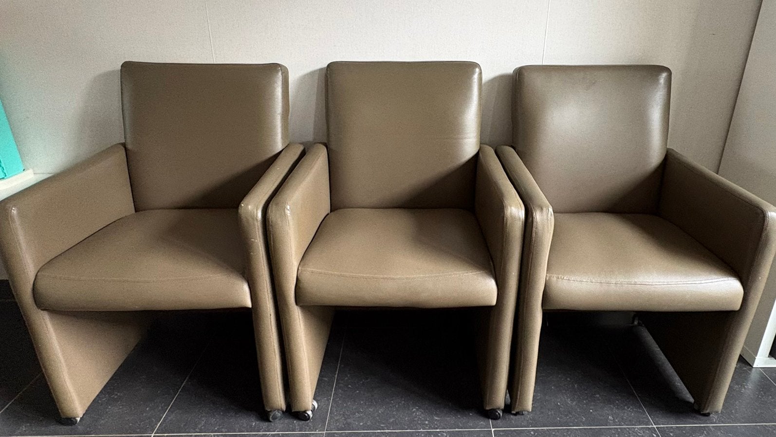 6 eerkamerstoelen taupekleurig, Maison & Meubles, Chaises, Enlèvement, Utilisé, Brun, Autres matériaux