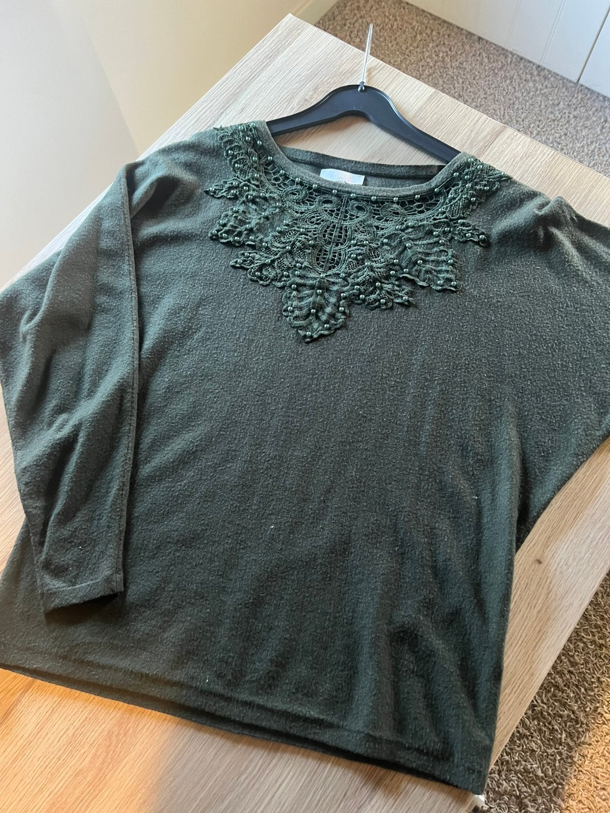 VERSIA groene trui met prachtige details, Kleding | Dames, Ophalen of Verzenden, Zo goed als nieuw, Maat 36 (S), Groen