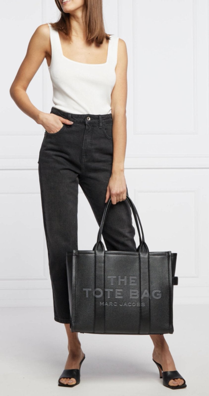 MARC JACOBS LEREN TOTE BAG LARGE, ZWART (NEW €695)️️️💖💖💖, Bijoux, Sacs & Beauté, Sacs | Sacs Femme, Enlèvement ou Envoi, Comme neuf
