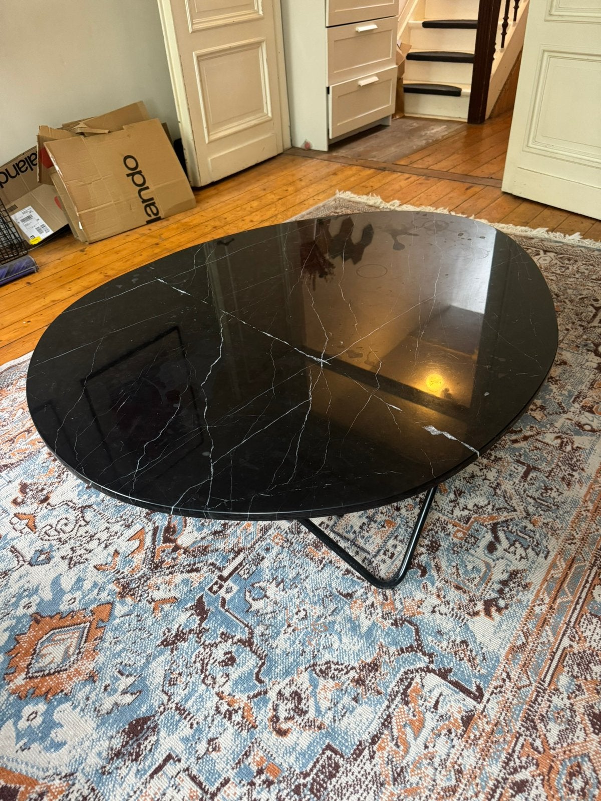 Salontafel zwart marmer, Ophalen, Overige materialen, Gebruikt, 100 tot 150 cm
