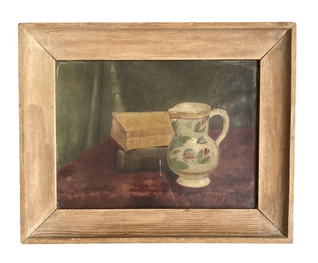 Tableau ancien - Nature morte aux livres et pichet (1921), Antiquités & Art, Art | Peinture | Classique, Enlèvement ou Envoi