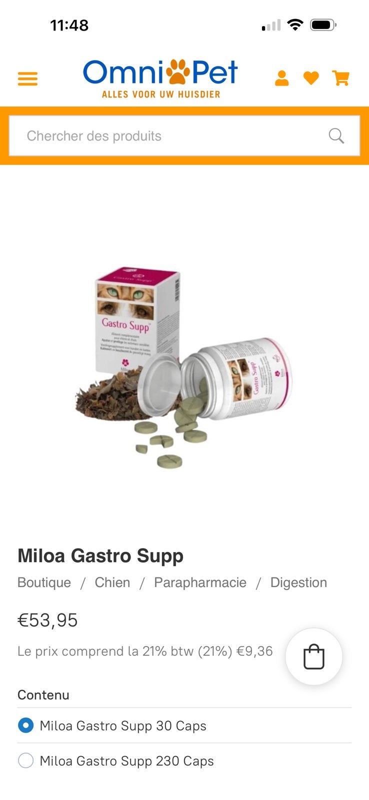Gastro supp Miloa - complément alimentaire digestion chats, Enlèvement ou Envoi, Chat