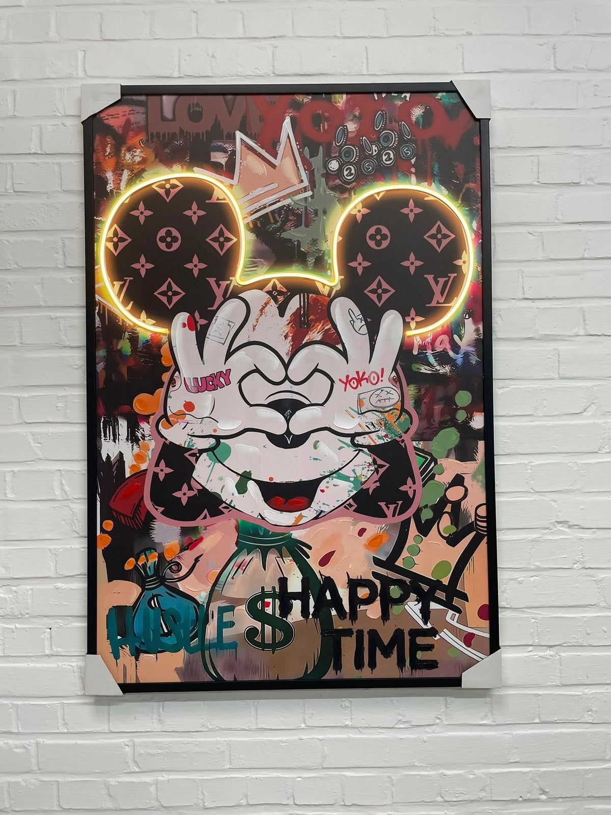 Handgeschilderd kunstwerk met verlichting – NIEUW, Ophalen of Verzenden, Handgeschilderd