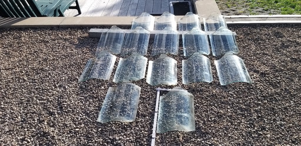 Anciennes tuiles en verre, Enlèvement, Utilisé