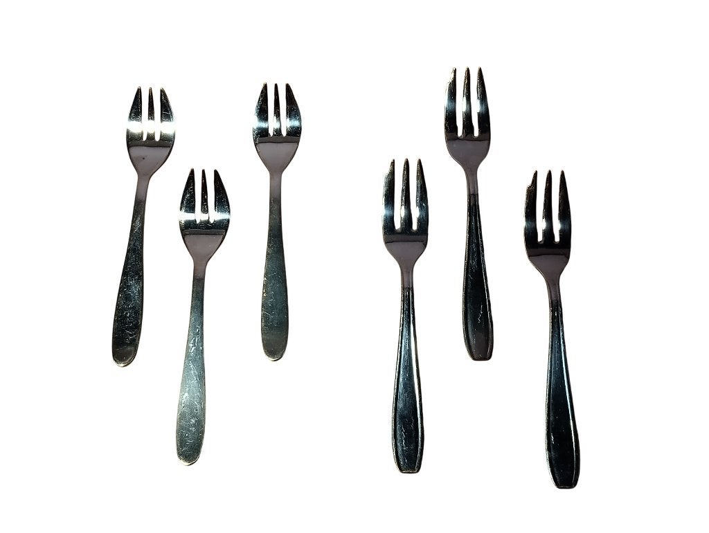 6 fourchettes à dessert inox vintage 60/70, Antiquités & Art, Enlèvement