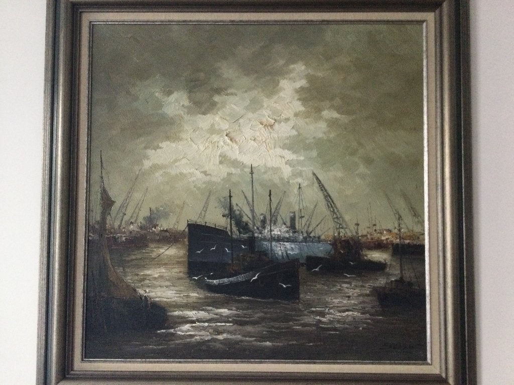 Schilderij "Haven" get. Juan Escoda. 104/Ga., Ophalen