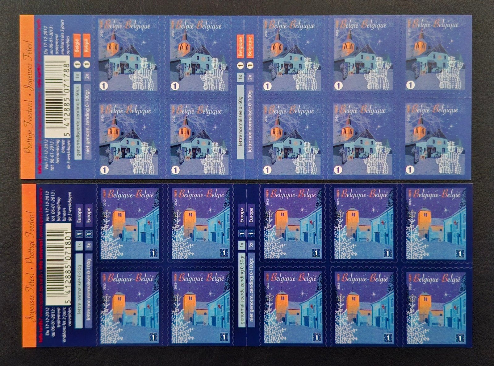 Belgique : COB 4291/92-B133/34 ** Timbres de Noël 2012., Sans timbre, Neuf, Enlèvement ou Envoi, Non oblitéré