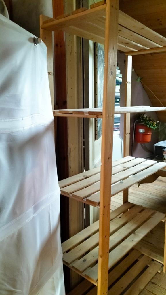 Lichthouten plank met 5 laden, Tuin en Terras, Bergingen en Tuinkasten, Ophalen, Zo goed als nieuw, Hout