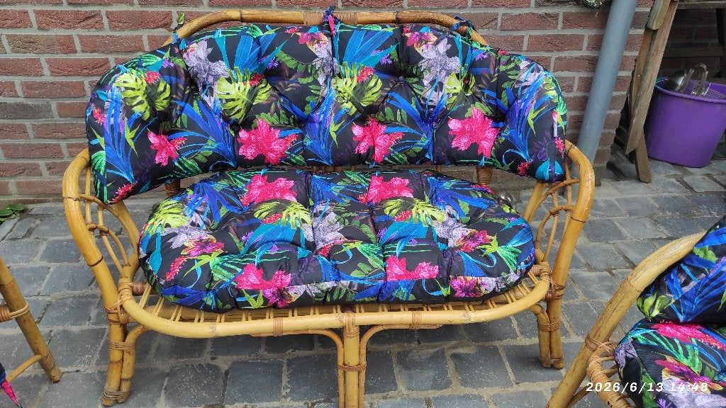 salon de jardin en bambou, Osier, Salons de jardin, Comme neuf, Enlèvement