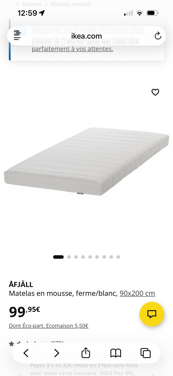 Matelas AFJALL ikea, Maison & Meubles, Enlèvement, Comme neuf, Matelas
