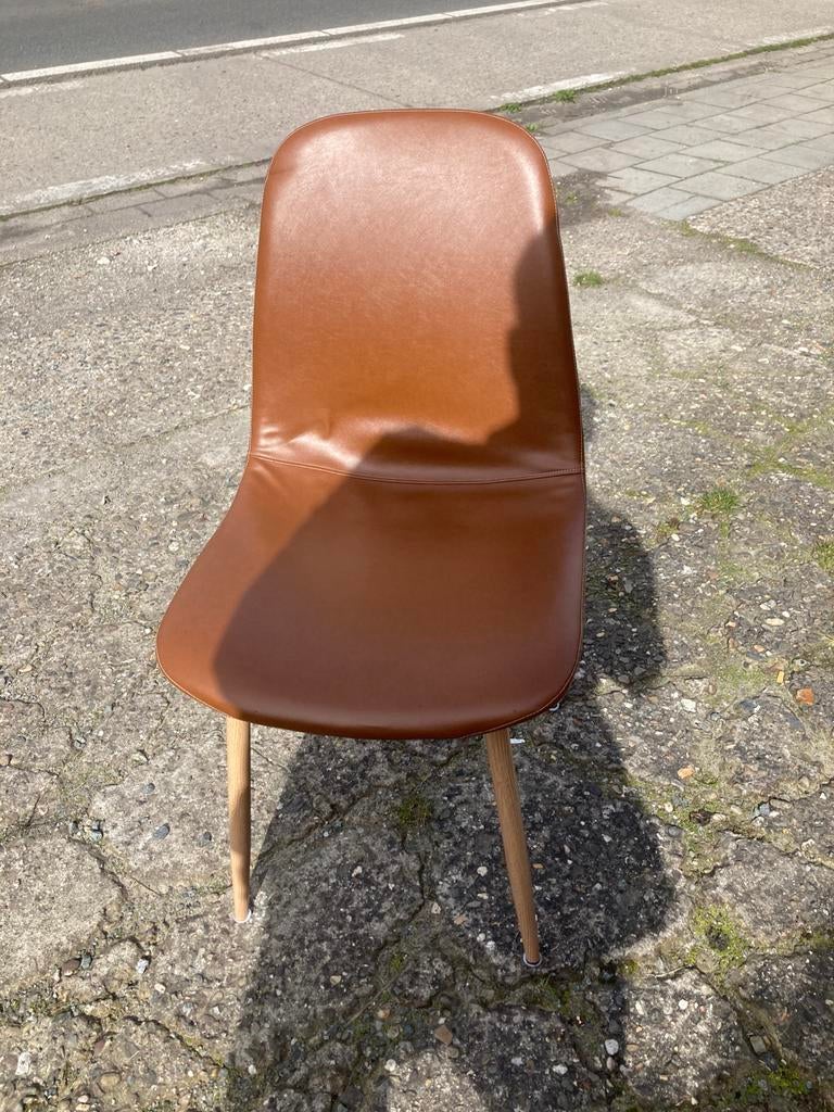 4 stoelen , kuip vorm , lederlook , cognac, Brun, Enlèvement, Utilisé, Autres matériaux