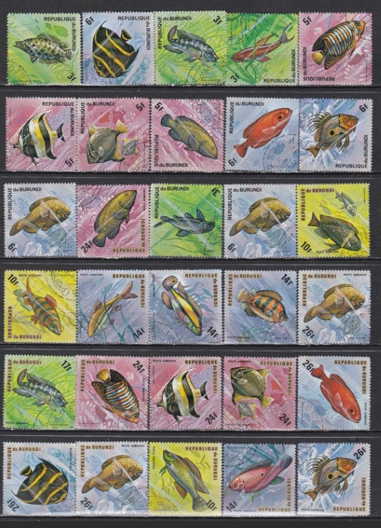 30 timbres : Thématique les poissons exotiques., Timbres & Monnaies, Envoi, Affranchi, Animal et Nature