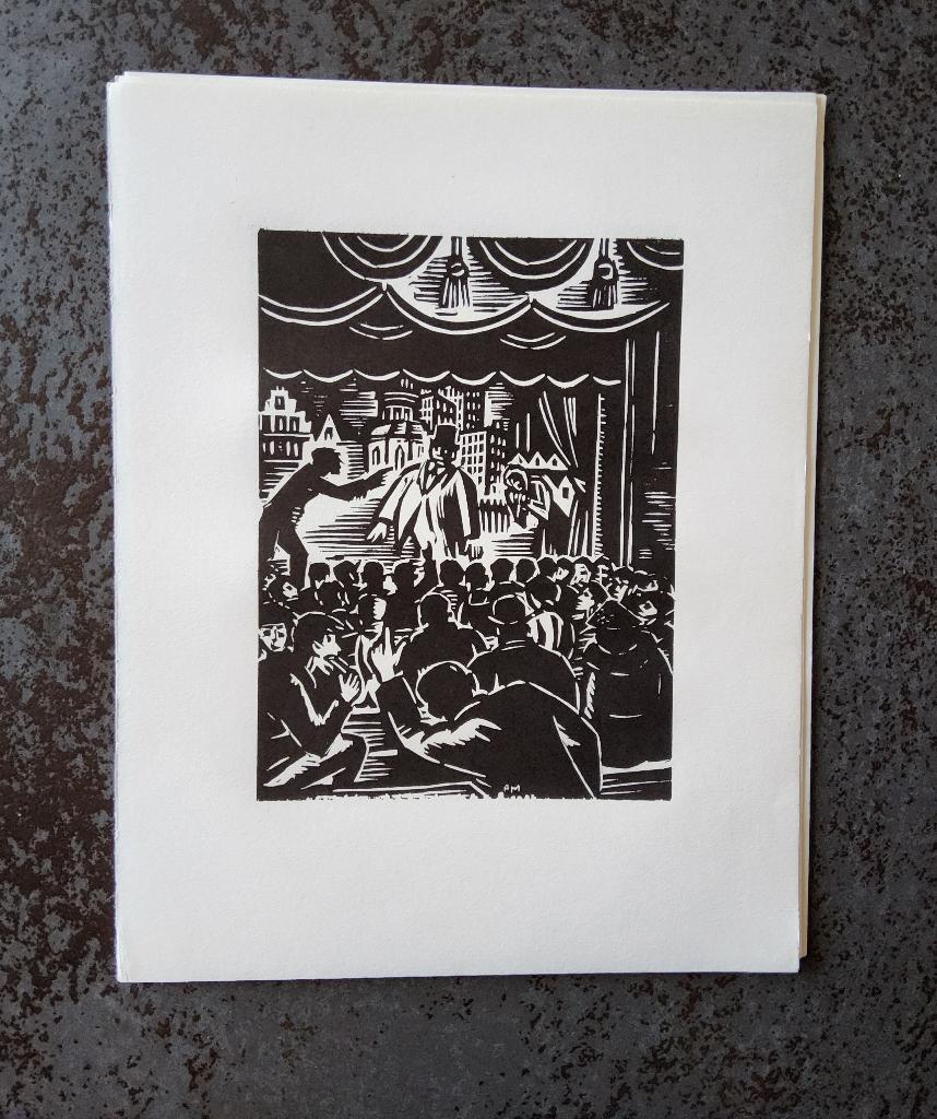 Houtsnede Brussel Marionetten door Frans Masereel, Antiek en Kunst, Dagelijks leven, 1950 - 1999, 19 cm, Ophalen of Verzenden
