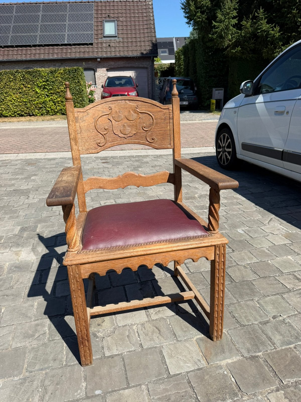 2 lederen stoelen met leuning, Antiek en Kunst, Ophalen of Verzenden