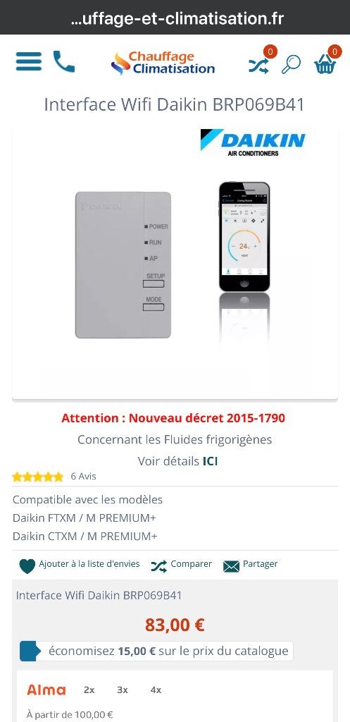 Module WIFI climatiseur Daikin, Enlèvement, Comme neuf