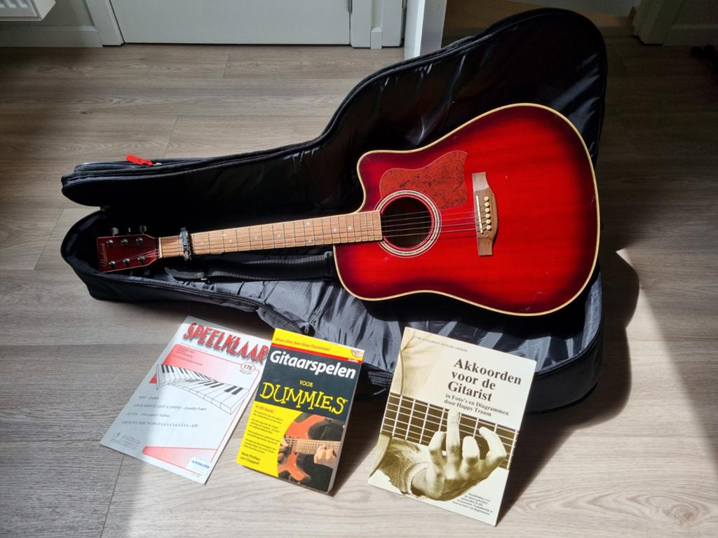 Gitaar met toebehoren, Musique & Instruments, Instruments à corde | Guitares | Acoustiques, Enlèvement