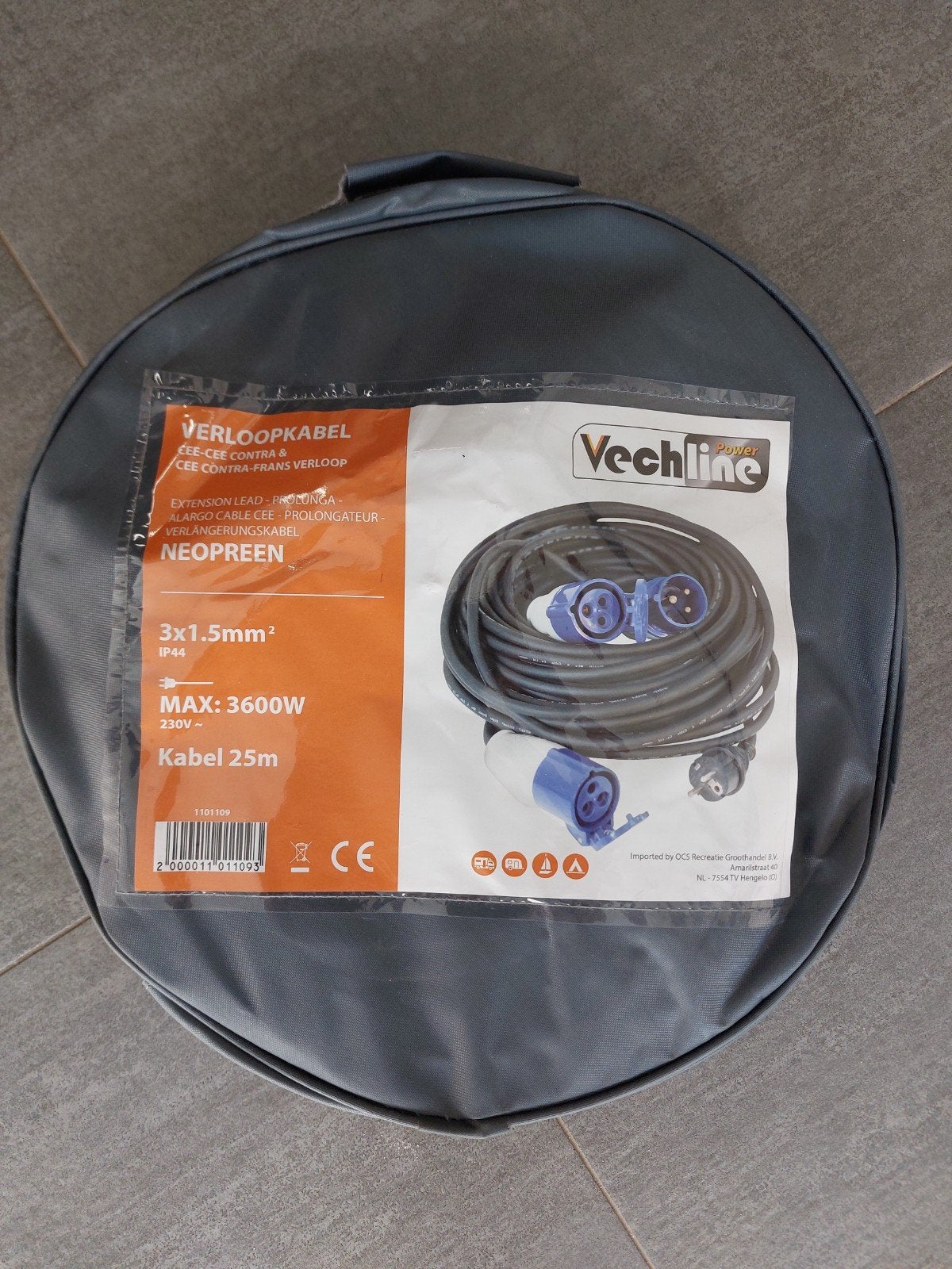 Neopreen verloopkabel 3x1.5  , 25 m lang, Caravanes & Camping, Enlèvement ou Envoi