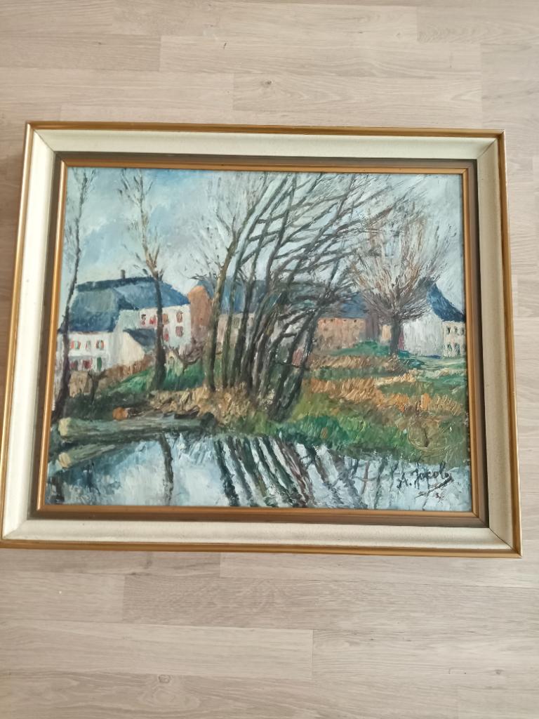 Tableau sur toile signé A.Jacob, Enlèvement