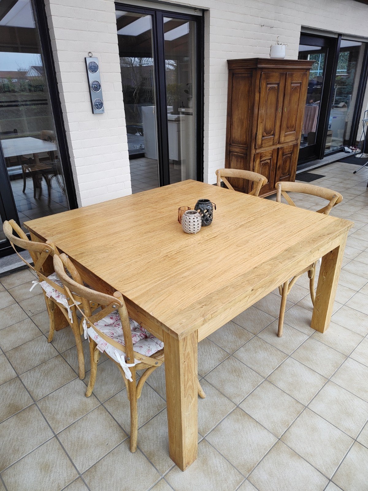 Tafel 140x140cm met 2 verlengstukken tot 220, Huis en Inrichting, Ophalen, Vierkant
