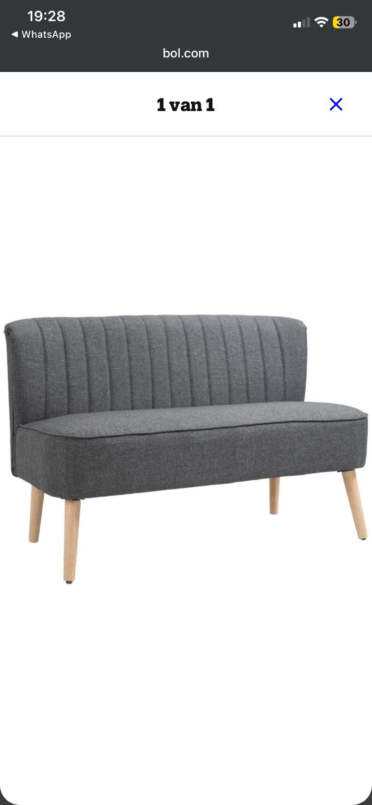 Gloednieuwe bank te koop, Ophalen of Verzenden, Zo goed als nieuw, Grijs, 120 cm