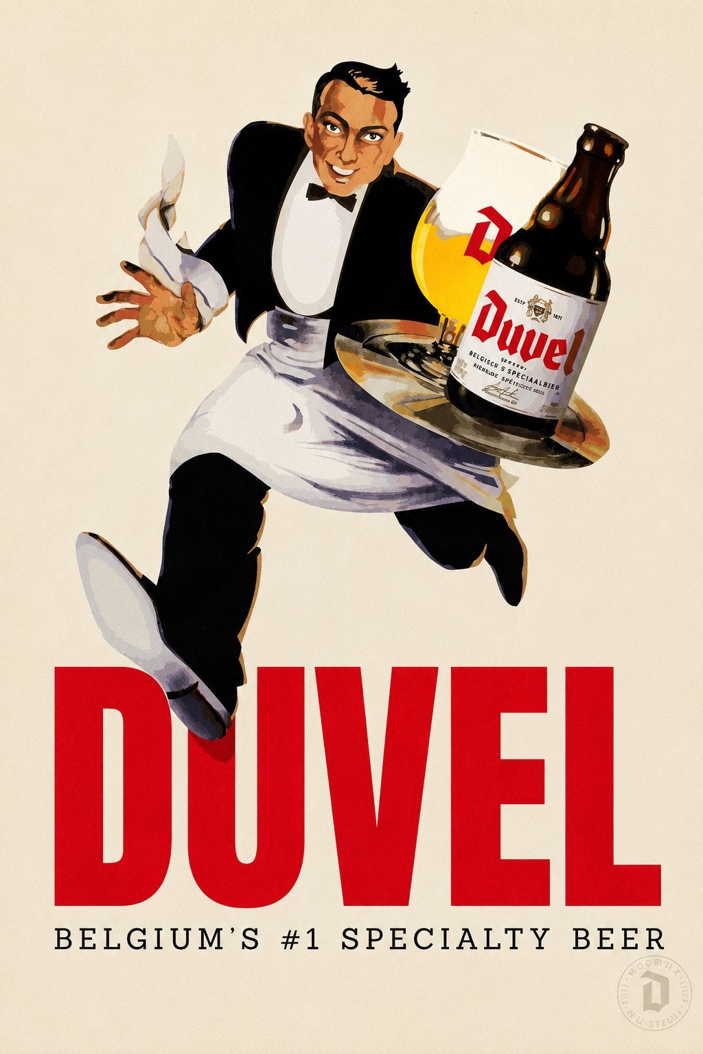 Panneau en métal Duvel Waiter - Mancave vintage rétro, Enlèvement ou Envoi, Neuf, Panneau, Plaque ou Plaquette publicitaire, Duvel