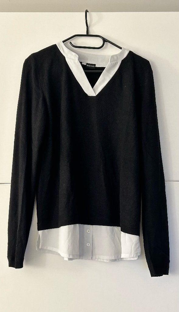 Bodyflirt zwarte trui met witte blouse, Zwart, Ophalen of Verzenden, Zo goed als nieuw, Maat 36 (S)