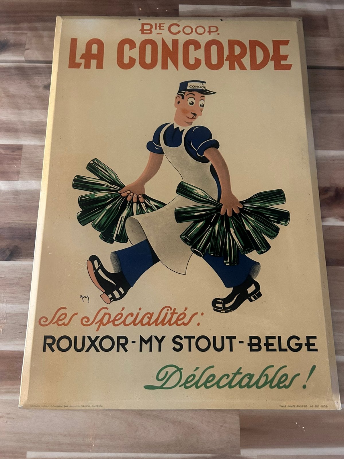 Plaque metal Brasserie cooperative La Concorde Le roeulx, Enlèvement ou Envoi, Utilisé, Panneau publicitaire