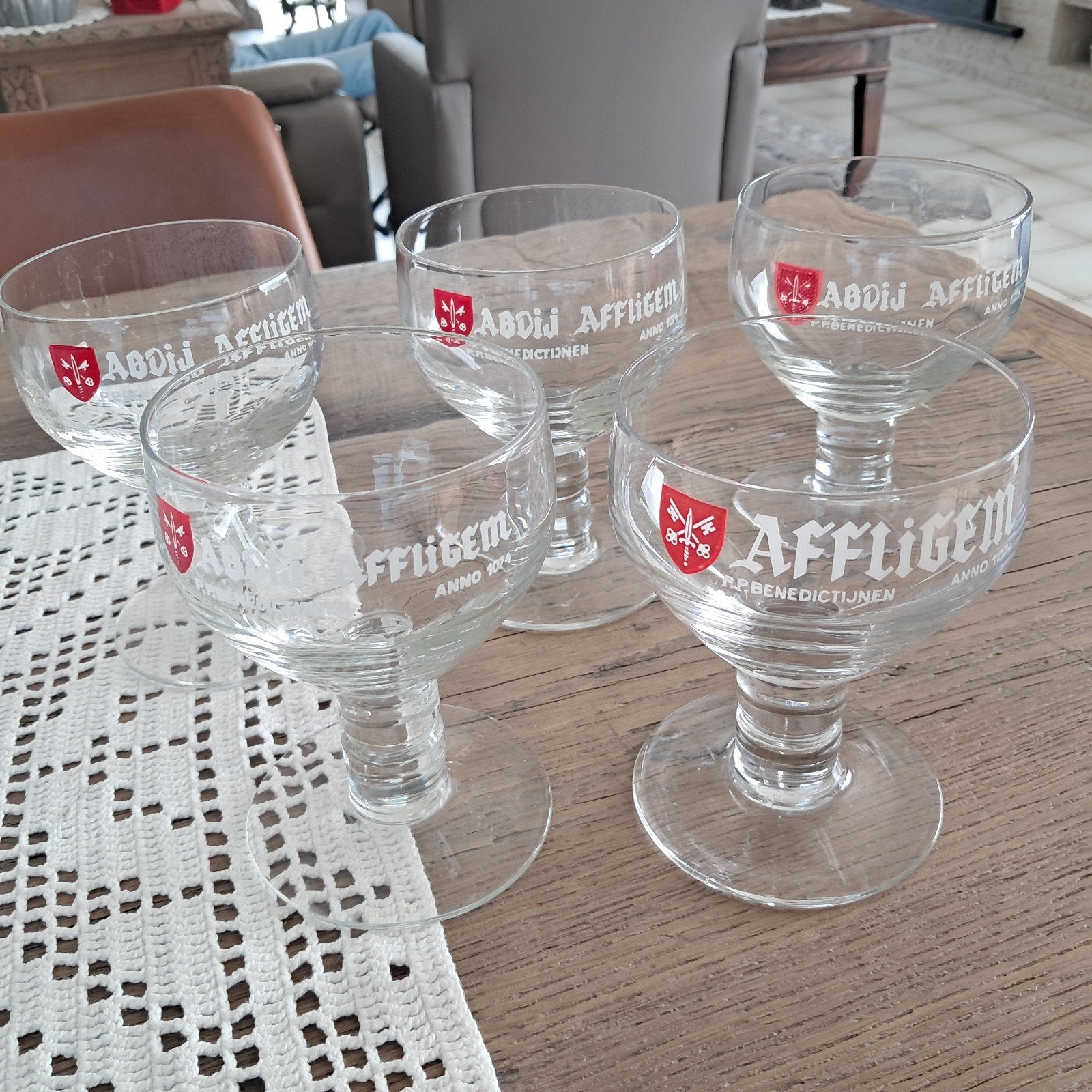 5 Affligem bierglazen, Ophalen of Verzenden, Gebruikt, Bierglas