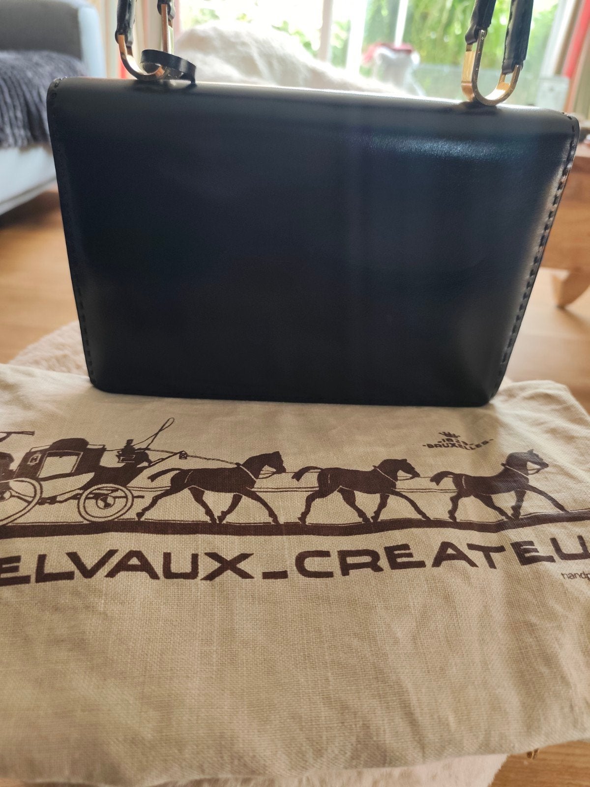handtas Delvaux in zwart leder – met stofzak en accessoires, Handtassen en Accessoires, Ophalen of Verzenden, Zwart, Leer