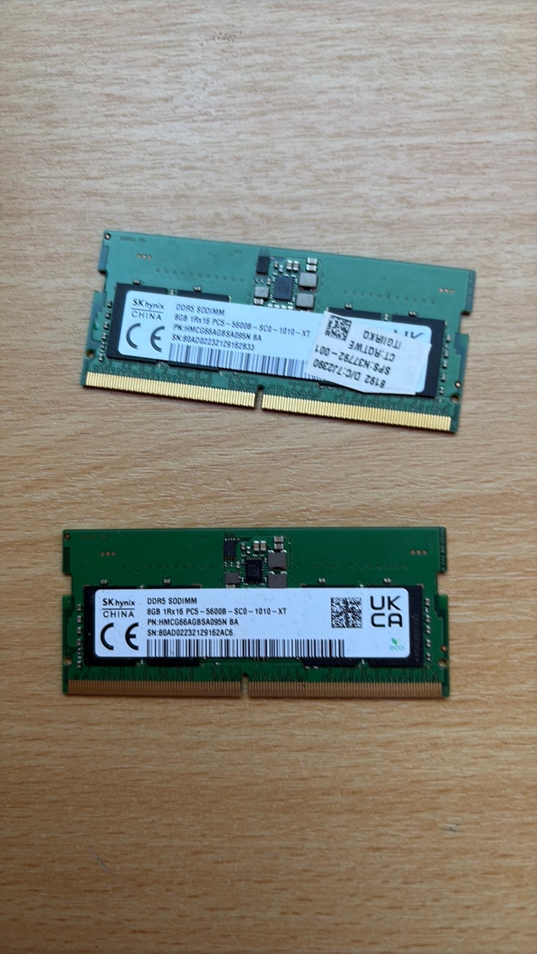 SKhynix 2x8gb DDR5 SODIMM RAM, Ophalen of Verzenden, Zo goed als nieuw, DDR5, Laptop