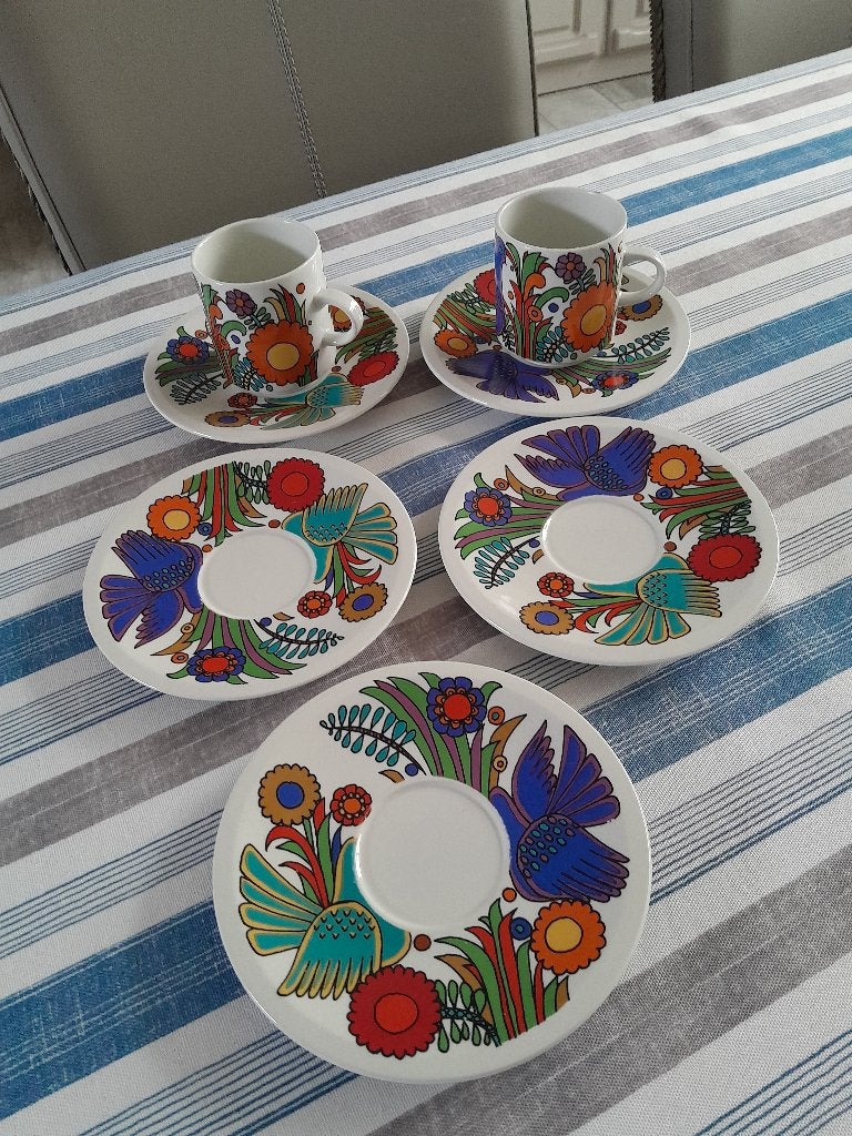 Villeroy Boch Acapulco 2 Mugs + 5 S-Tasses Cachet bleu TBE, Ophalen of Verzenden