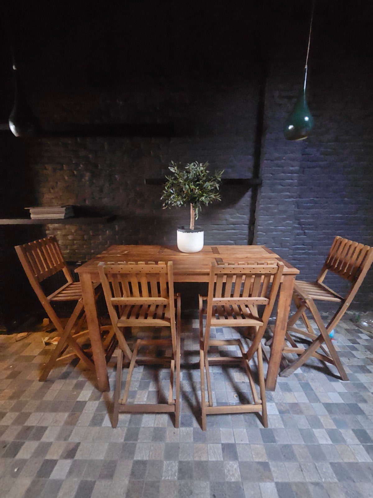 Terrastafel met stoelen, Tuin en Terras, Ophalen, 4 zitplaatsen, Gebruikt, Tuinset