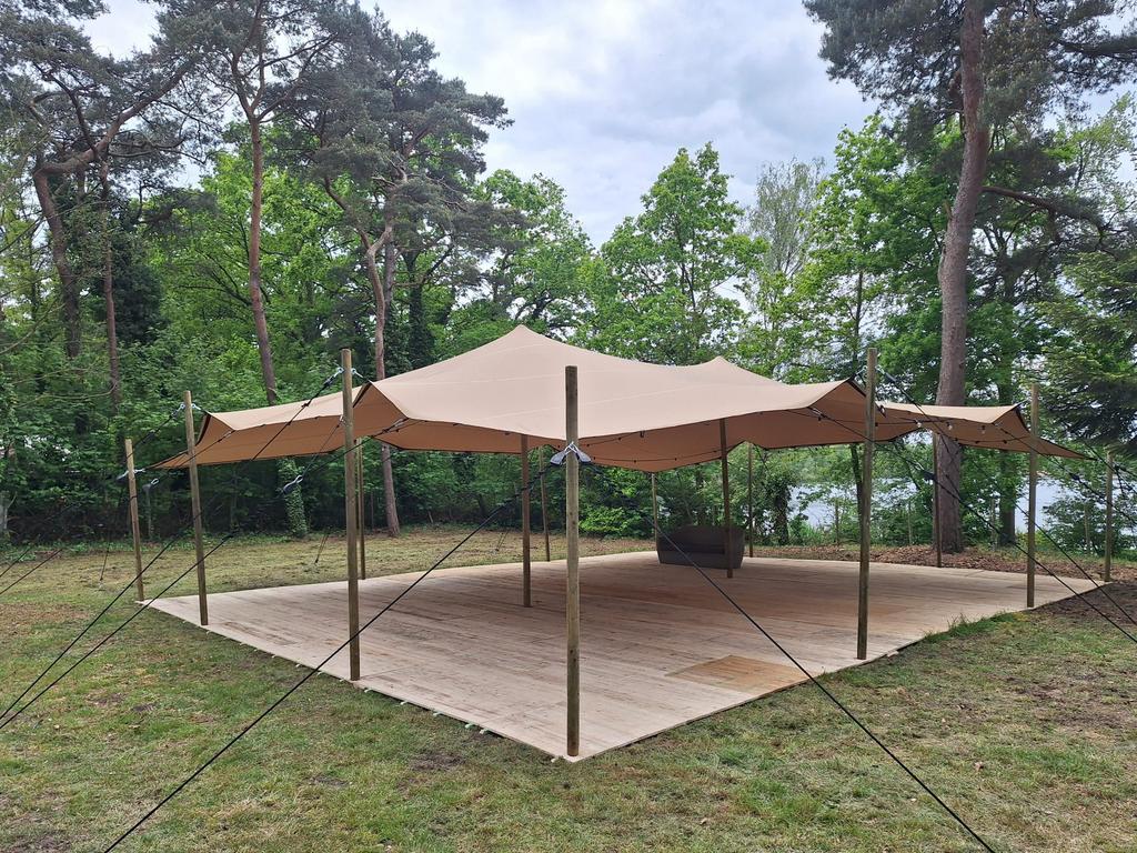 Te huur! Stretchtent 10x12m inclusief verlichting, Neuf, Enlèvement, 6 mètres ou plus, 2 mètres ou plus