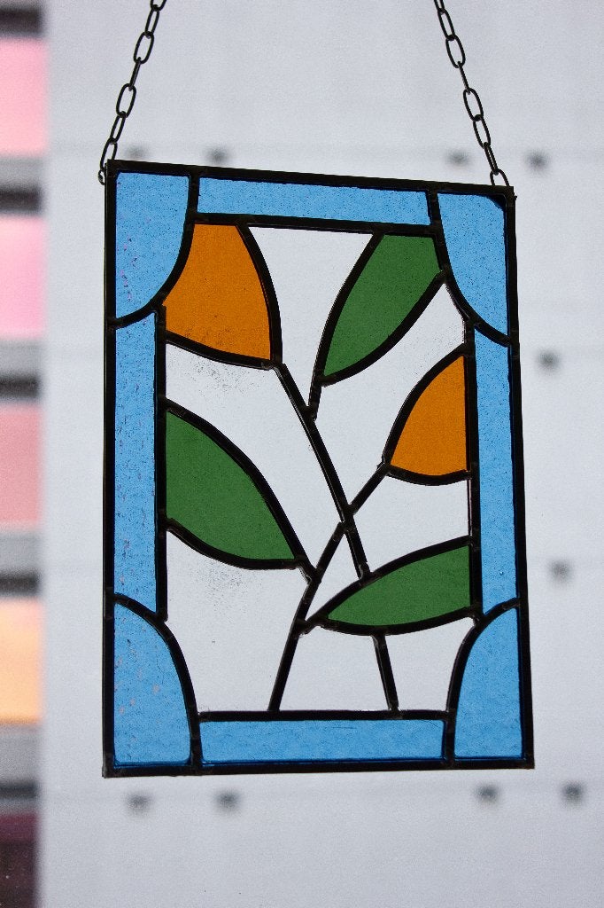 Handgemaakt glas-in-loodraam — Uniek gesigneerd stuk, Antiek en Kunst, Ophalen of Verzenden