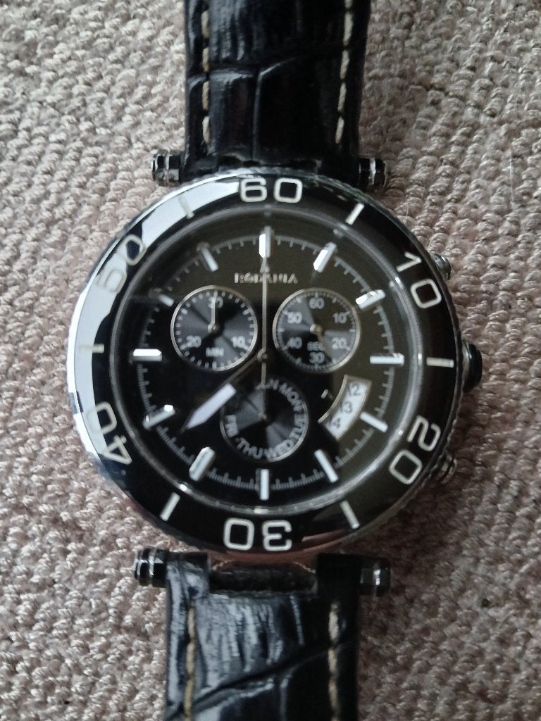 horloge Rodania chrono, Ophalen of Verzenden, Polshorloge, Leer, Overige merken