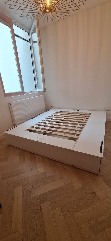 Bed met lades (180x200) wit, Huis en Inrichting, Slaapkamer | Bedden, Ophalen, Wit, Tweepersoons, Zo goed als nieuw