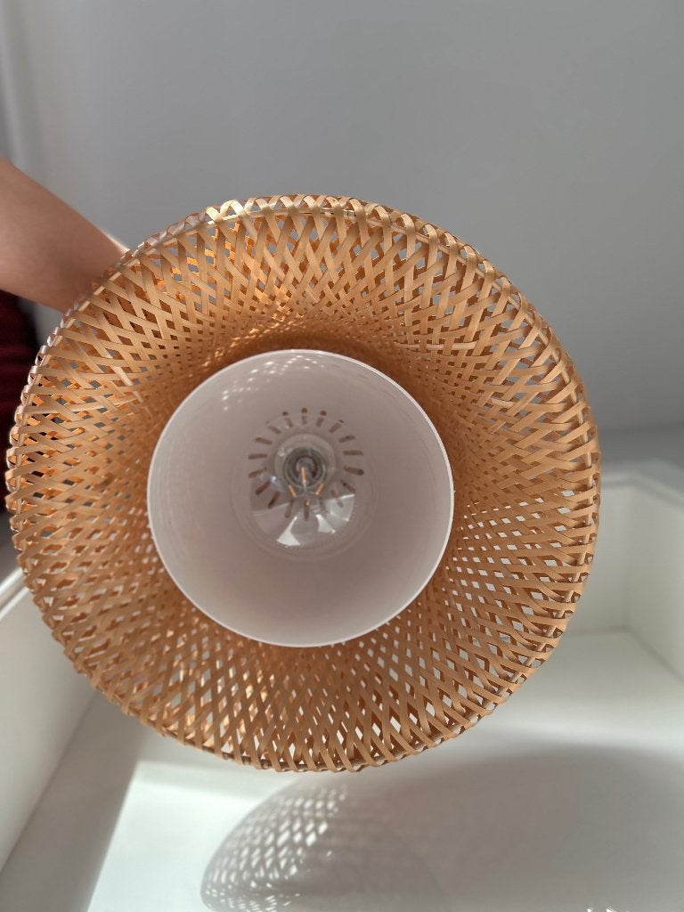 Lampe ikea, Maison & Meubles, Enlèvement, Utilisé, Bois, E27 (grand)