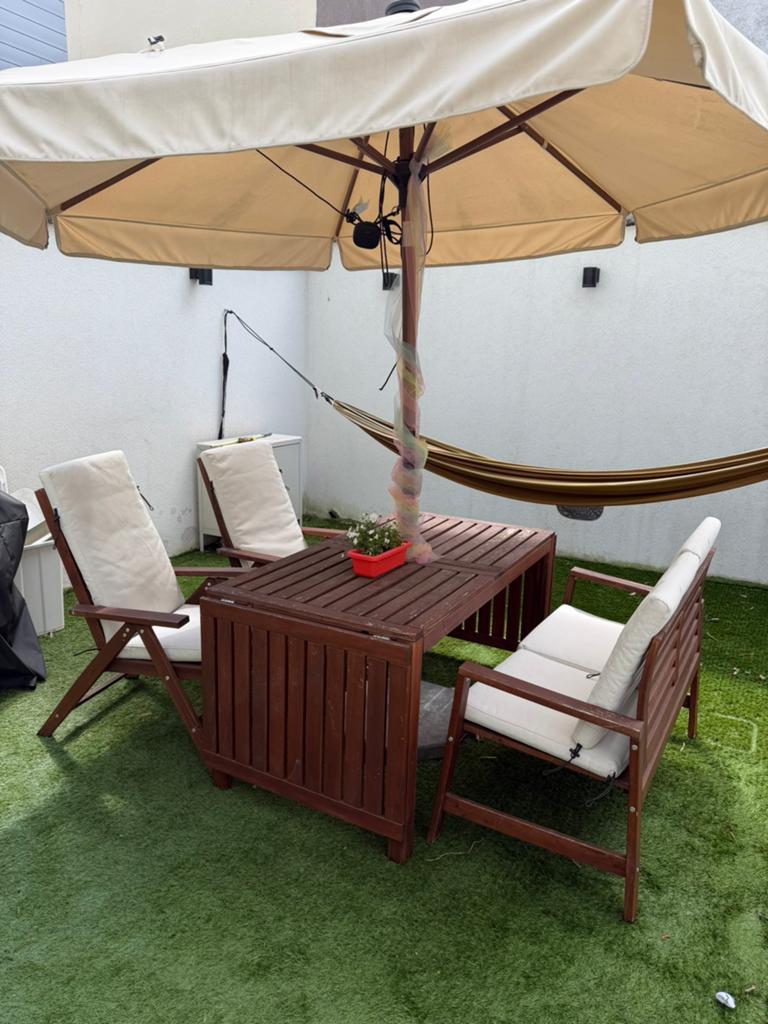 Tuinset - bruin - 4 delig - tot 8 personen, Tuin en Terras, Parasols, Ophalen, Gebruikt, Kantelbaar, Overige typen