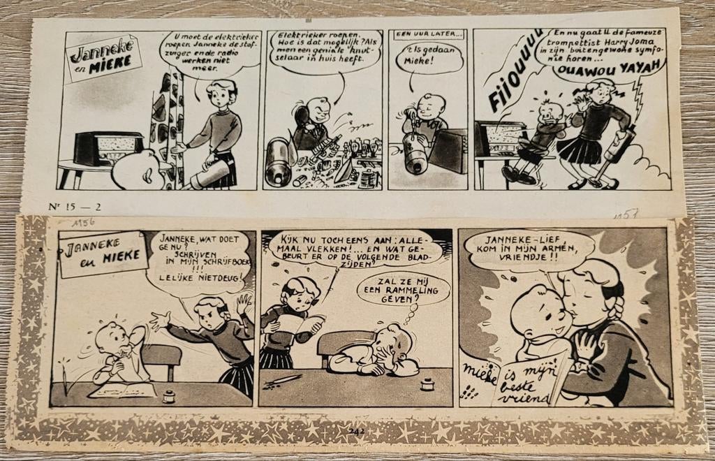 2 oude stripknipsels: Janneke en Mieke (jaren '50), Verzamelen, Tijdschriften, Kranten en Knipsels, Ophalen of Verzenden, 1940 tot 1960