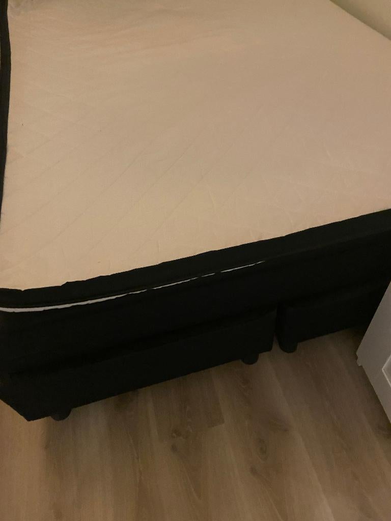 Te koop tweepersoonsbed boxspring, Ophalen, Gebruikt, Zwart, Tweepersoons