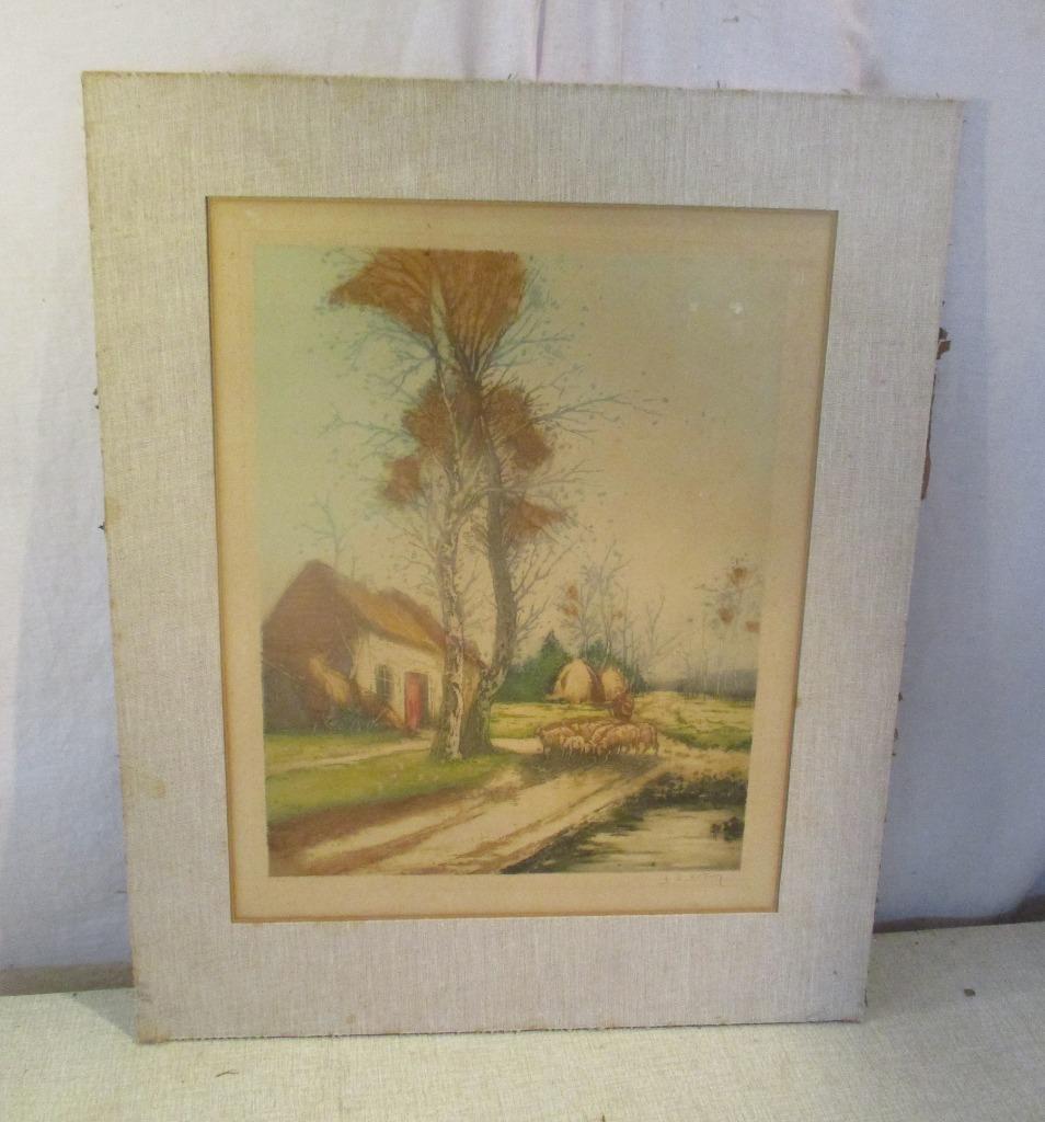 Mooi Oude Ets 'Schaapsherder met zijn Schapen' - gesigneerd, Ophalen of Verzenden