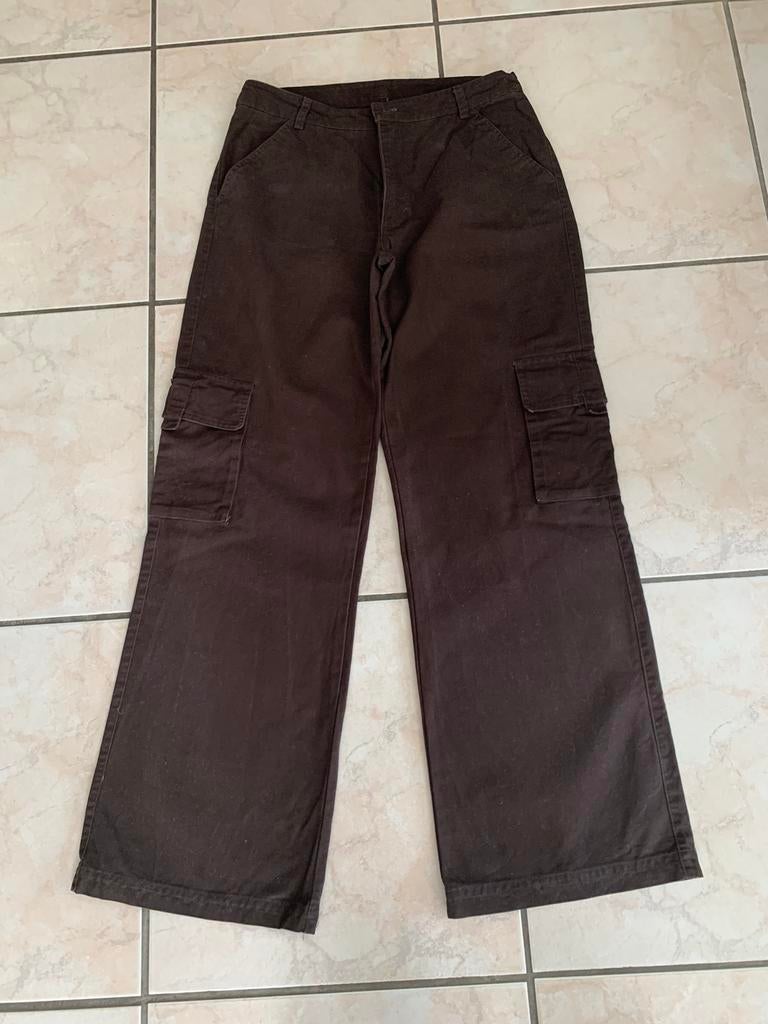 Broek brede pijp Birgini 38 donker bruin katoen, Kleding | Dames, Ophalen of Verzenden, Bruin