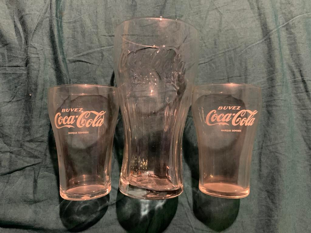 3 oude Coca Cola glazen, Gebruikt, Overige typen