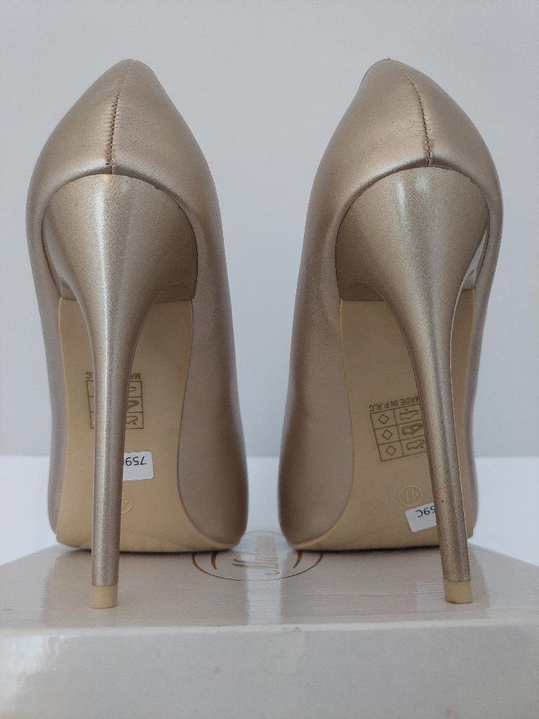 759C* Mulanka - sexy escarpins champagne tal 11 cm (41), Neuf, Mulanka, Autres couleurs, Escarpins