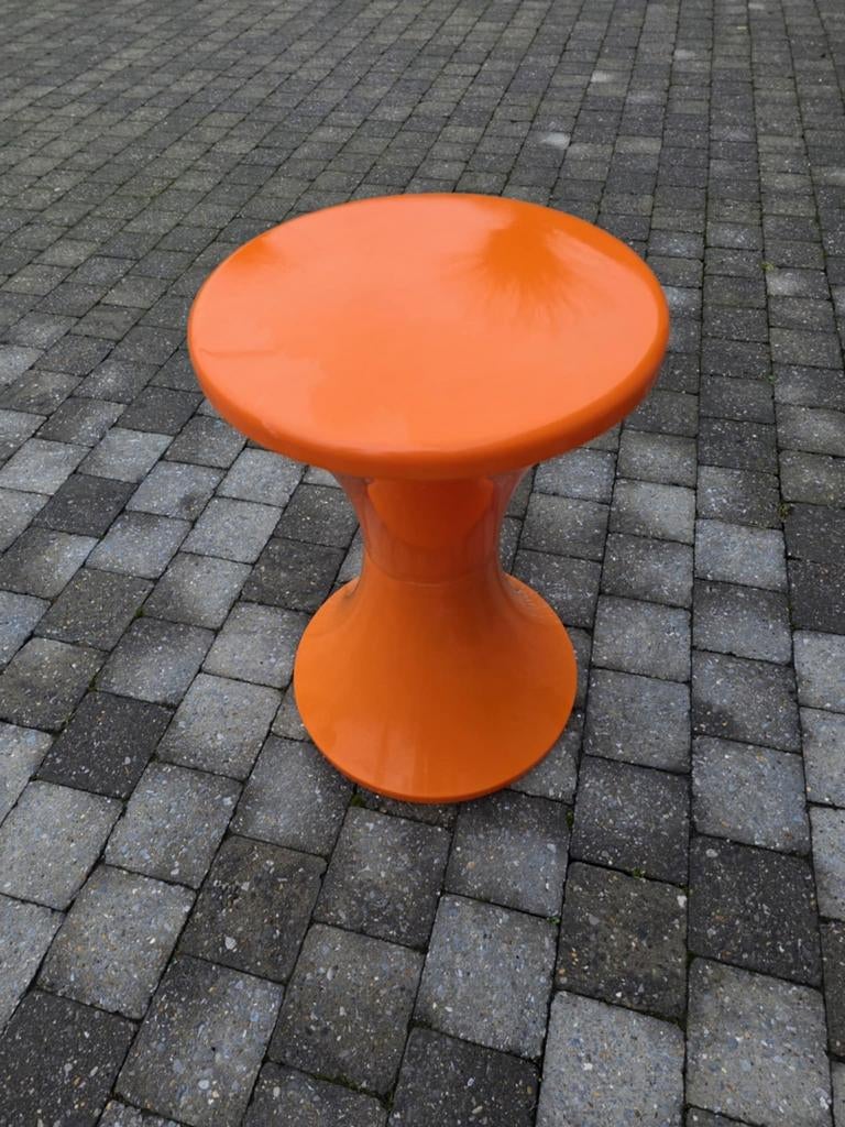 Prachtige oranje Tam-tam Stamp kruk uit de jaren 70, Antiek en Kunst, Ophalen