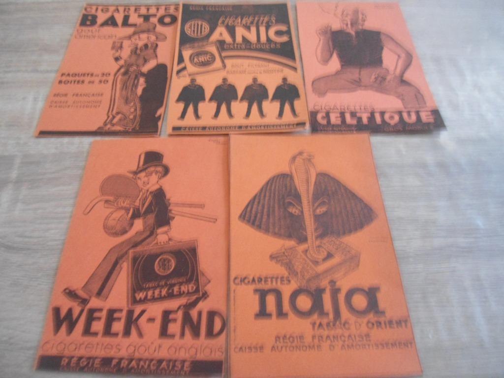 Lot de 5 Anciennes Petites Fiches Publicitaires Cigarettes, Enlèvement ou Envoi, Comme neuf, Autres types
