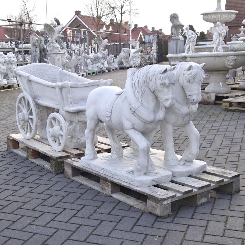 Tuinbeelden paarden en kar ook losse paarden paard tuinbeeld, Tuin en Terras, Ophalen, Nieuw, Dierenbeeld