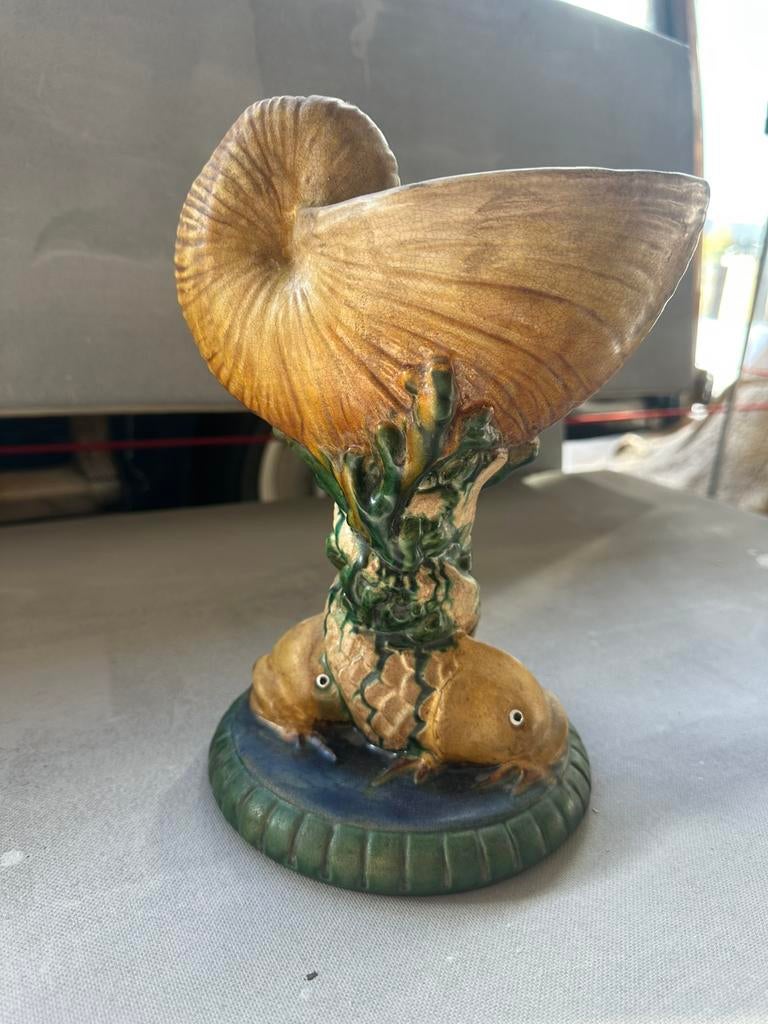 Coupe décorative en forme de nautile – Céramique émaillée, Enlèvement ou Envoi, Comme neuf