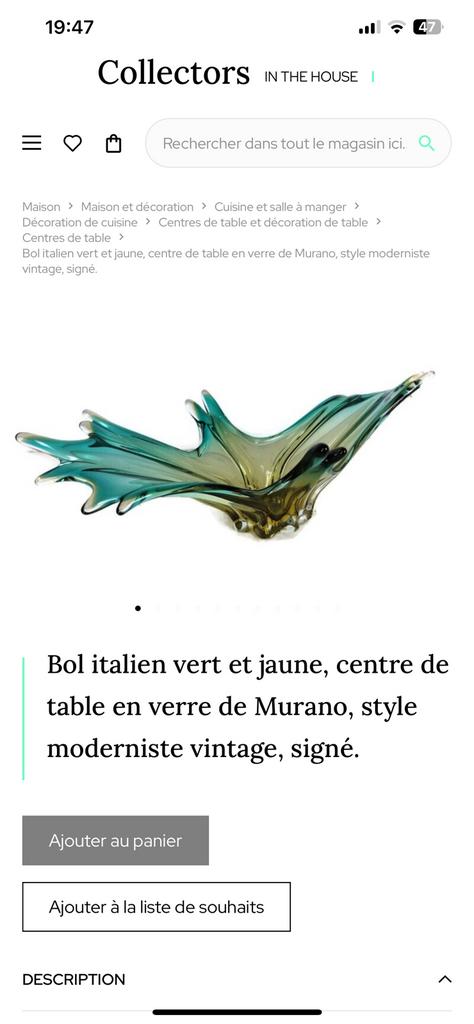 Murano bekervaas, Ophalen