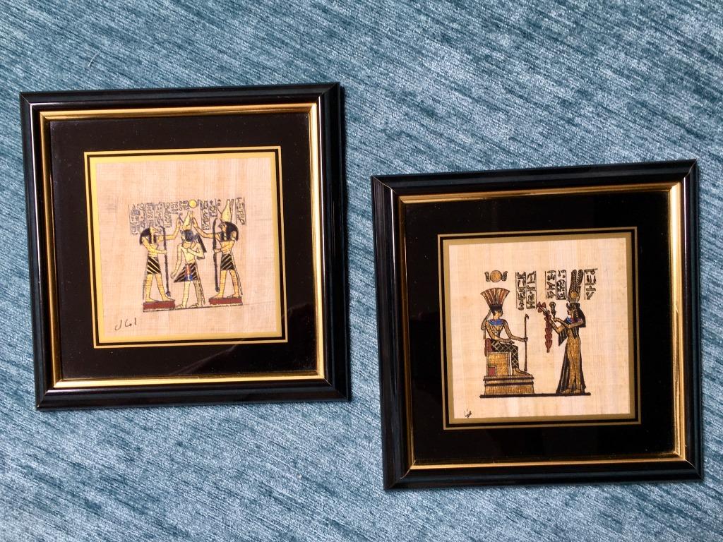 Ingelijst Egyptisch papyrusduo, Antiek en Kunst, Ophalen
